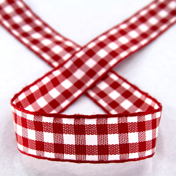 Лента с рисунком клетка SAFISA, 16(18) мм, 25 м, цвет 14, красный. Арт 469-16мм-14             