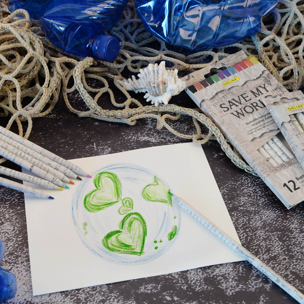 Набор цветных карандашей "Crayons Save my World" с корпусом из переработанных газет, 12 шт. Арт 07920