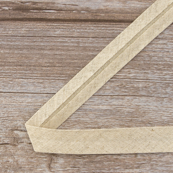 Косая бейка хлопок/лён, 20 мм, 20 м, цвет 145, серо-коричневый. Арт 6602-20мм-143