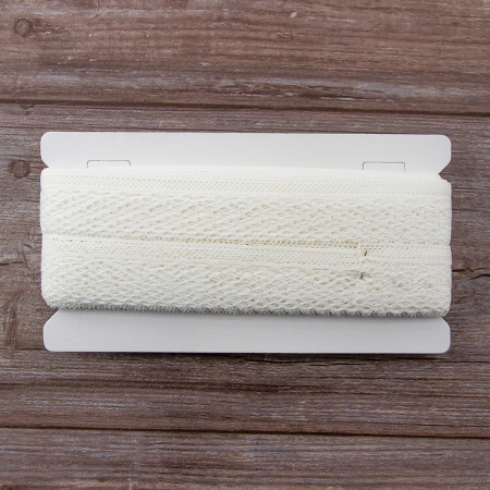 Мерсеризованное хлопковое кружево, 35 мм, цвет белый. Арт 2011/01