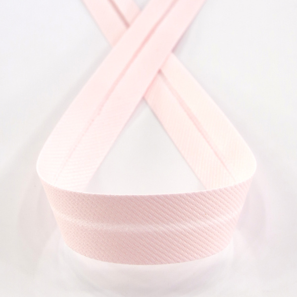 Косая бейка хлопок/полиэстер, 20 мм, 20 м, цвет 52, бледно-розовый. Арт 6470-20мм-52