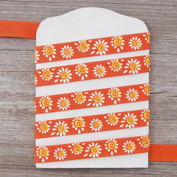 Лента репсовая SAFISA с напечатаным рисунком, 15 мм, 15 м, цвет 61, алый. Арт 25305-15мм-61