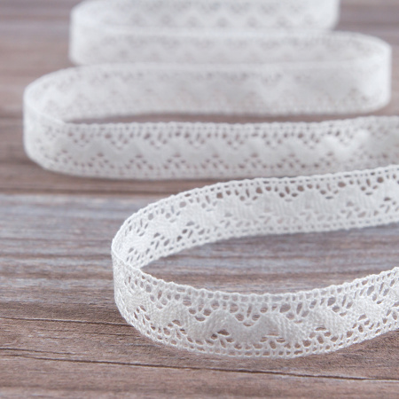 Мерсеризованное хлопковое кружево, 16 мм, цвет белый. Арт 2066/01