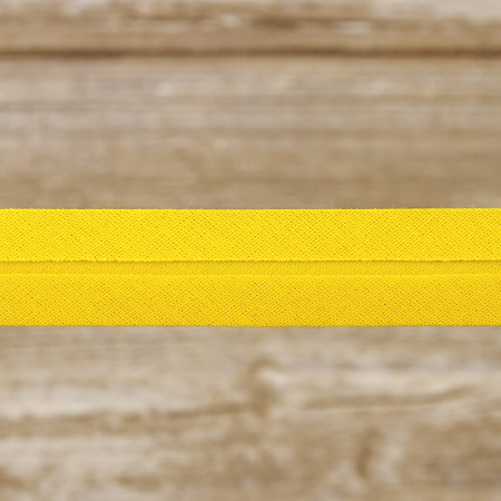 Косая бейка хлопок/полиэстер 20 мм, 25 м, цвет 105, ярко-желтый. Арт 6120-20мм-105           