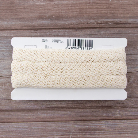 Мерсеризованное хлопковое кружево, 23 мм, шампань. Арт 2096/72