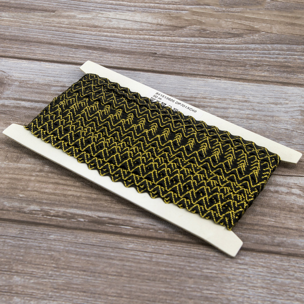 Тесьма PEGA тип вьюнчик, черный с люрексом, 8 мм. Арт 841513625DP701          