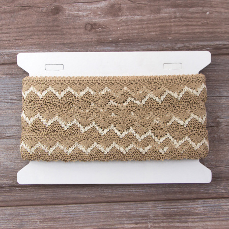 Мерсеризованное хлопковое кружево, 35 мм, цвет небелёный/бежевый. Арт 3201/J2                 