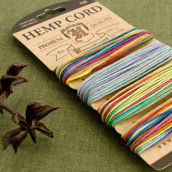 Шнуры на блистере HEMPTIQUE #20 - 1 мм, 4 цвета по 9,1 м. Арт HC20VAR2                