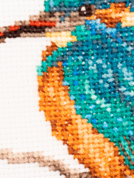 Набор для вышивания "Зимородок", канва лён 32 ct, 18 х 19 см. Арт 615