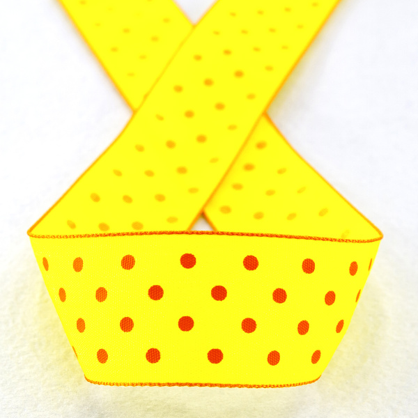 Лента с рисунком SAFISA, 25 мм, 15 м, цвет 32, желтый. Арт 25314-25мм-32