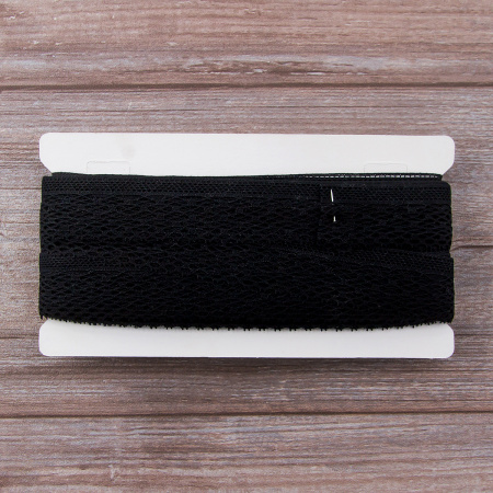 Мерсеризованное хлопковое кружево, 35 мм, цвет черный. Арт 2011/14