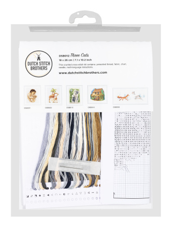 Набор для вышивания "Три кота", канва лён 28 ct. Арт DSB012L