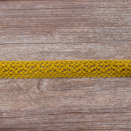 Мерсеризованное хлопковое кружево, 20 мм, цвет горчичный. Арт 3037/62                 