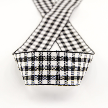 Лента с рисунком клетка SAFISA, 25 мм, 25 м, цвет 01, черный. Арт 469-25мм-01             