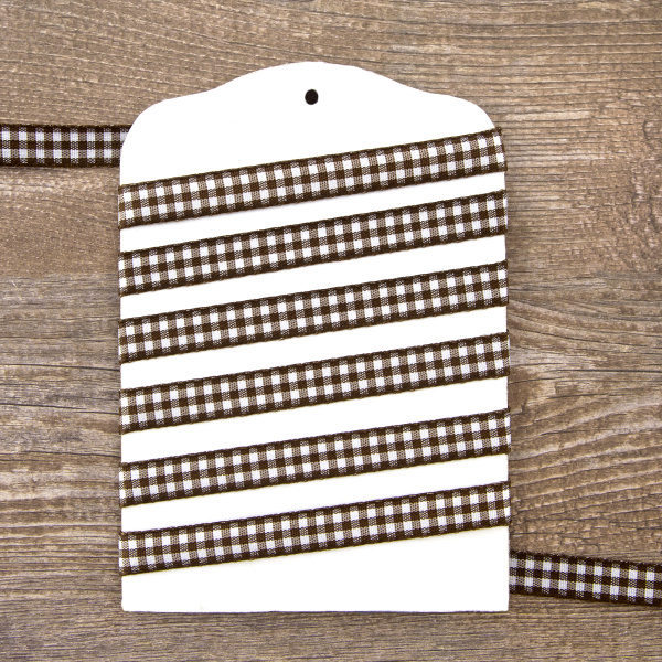 Лента с рисунком клетка SAFISA, 11 мм, 25 м, цвет 17, коричневый. Арт 469-11мм-17             