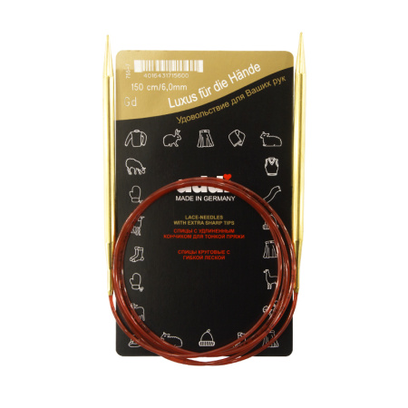 Спицы круговые позолоченные с удлиненным кончиком, №6, 150 см. Арт 755-7/6-150