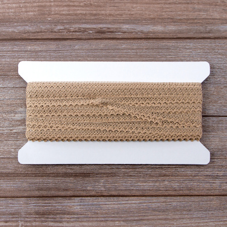 Мерсеризованное хлопковое кружево, 8 мм, цвет шампань. Арт 2062/72