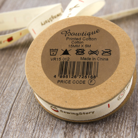 Лента хлопковая на картонной мини-катушке "Sewing Story". Арт VR15.012