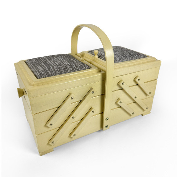 Шкатулка для рукоделия, бук, 3 этажа, светлый. Арт 31/151/1 