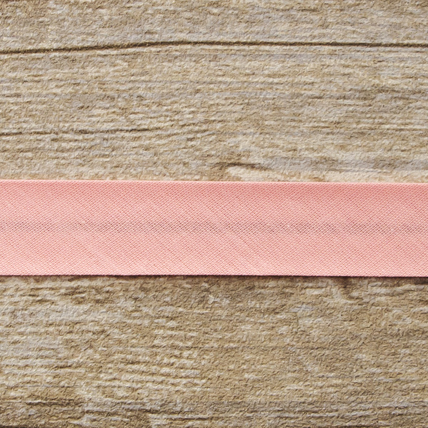 Косая бейка хлопок/полиэстер 20 мм, 25 м, цвет 06, розово-персиковый. Арт 6120-20мм-06            