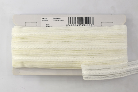 Мерсеризованное хлопковое кружево, 26 мм, цвет белый. Арт 2178/01