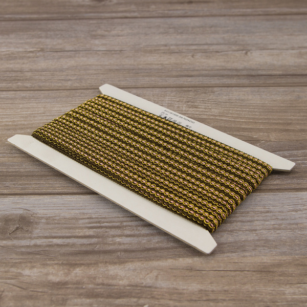 Тесьма PEGA декоративная, розово-коричневая с золотистым люрексом, 8 мм. Арт 844181309DA702          