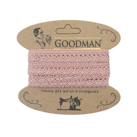 Кружево плетеное, 10 мм, цвет бледно-розовый, 100% хлопок, 5 м. Арт K-5001-87