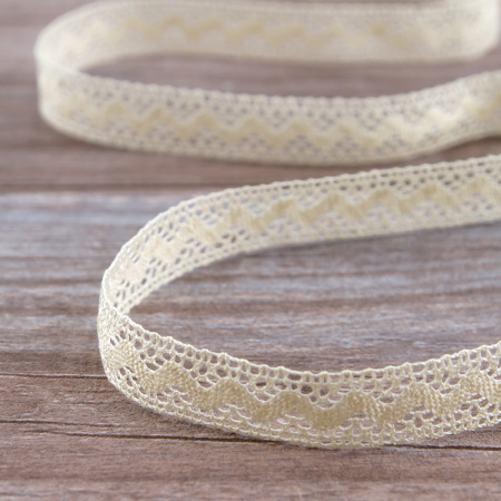 Мерсеризованное хлопковое кружево, 16 мм, цвет сливочный. Арт 2066/02
