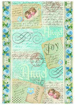 Бумага упаковочная "Ангелы и Монускрипт", рисовая, 21 х 29,7 см. Арт DFSA4009