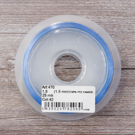 Шнур атласный SAFISA 1,5 мм, 25 м, цвет 42, голубой темный. Арт 470-42                  