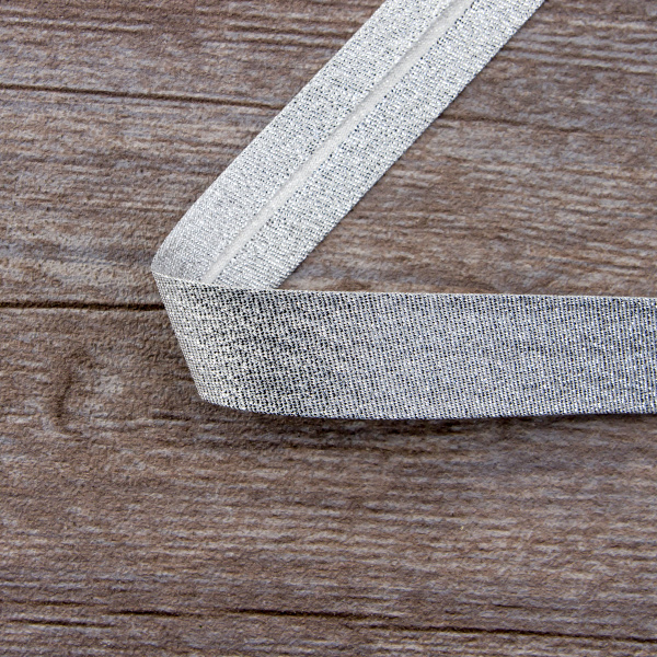 Косая бейка металлик, 20 мм, 20 м, цвет 01, серебряный. Арт 6291-20мм-01            