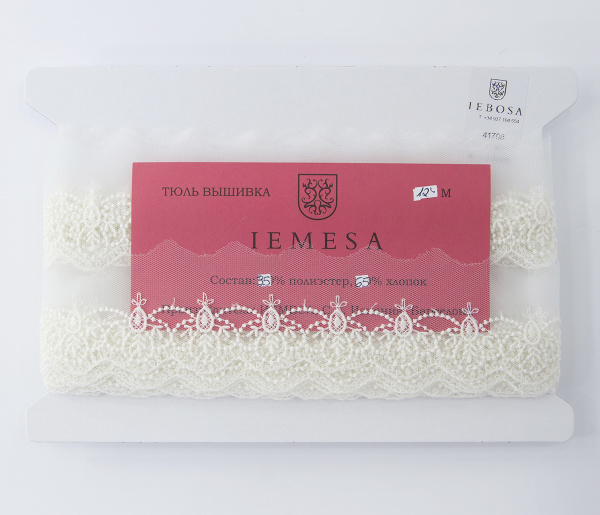 Кружево-вышивка на тюле, 32 мм, 13,5 м. Арт 41708/01