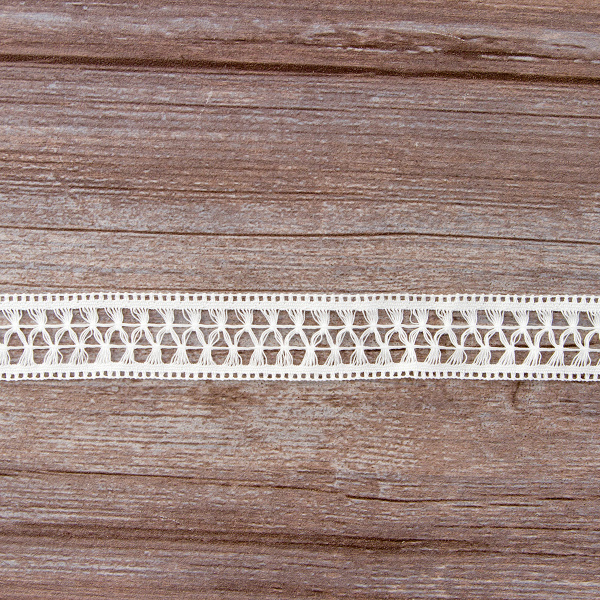 Мерсеризованное хлопковое кружево, 30 мм, цвет белый. Арт 1154/01                 