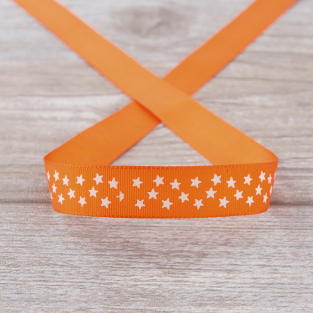 Лента репсовая SAFISA рисунок "звездочки", 15 мм, 15 м, цвет 61, алый. Арт 35120-15мм-61