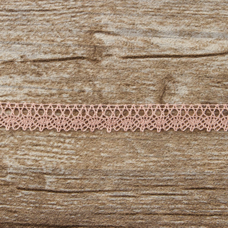 Мерсеризованное хлопковое кружево, 10 мм, цвет пыльно-розовый. Арт 3221/W4
