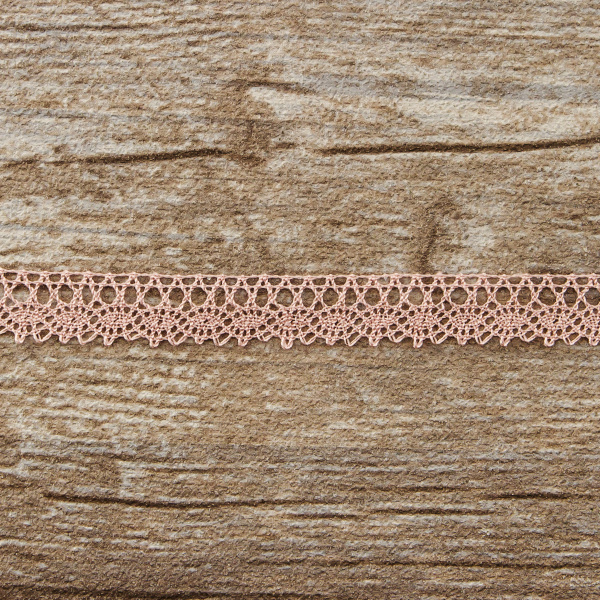 Мерсеризованное хлопковое кружево, 10 мм, цвет пыльно-розовый. Арт 3221/W4