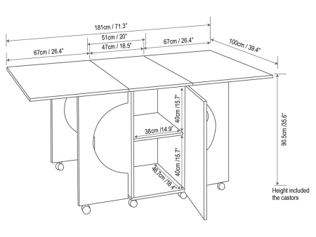 Стол раскройный CUTTING TABLE II, белый. Арт TLM.CT2-W001                