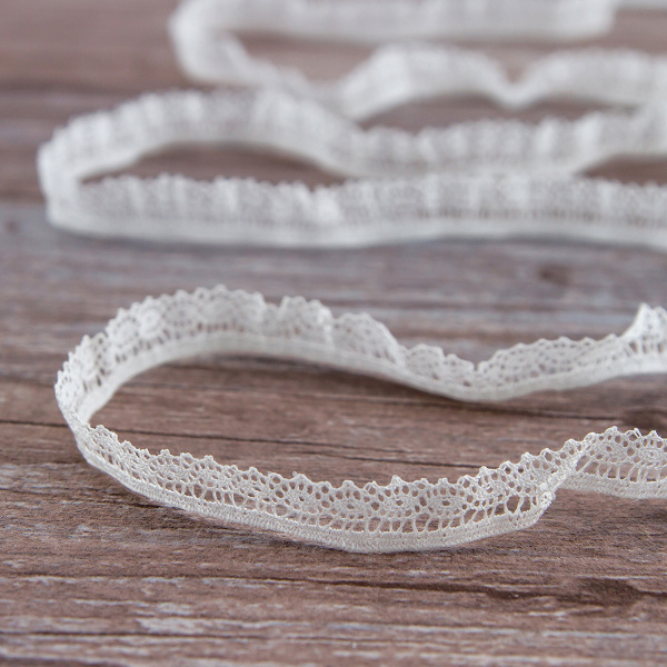 Кружево мерсеризованное эластичное, 10 мм, цвет белый. Арт E221/01                 