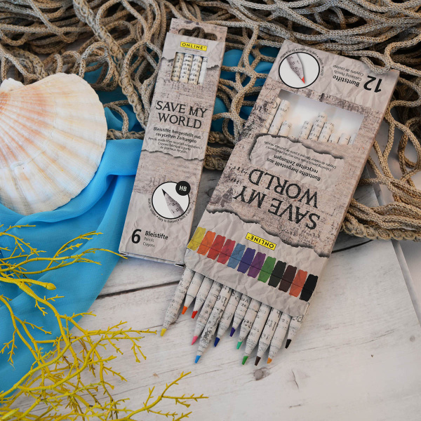 Набор цветных карандашей "Crayons Save my World" с корпусом из переработанных газет, 12 шт. Арт 07920
