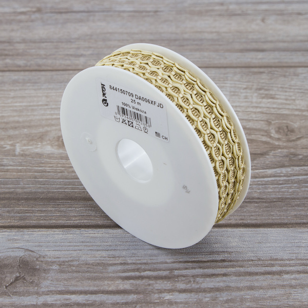 Тесьма PEGA тип отделочная, цвет молочно-бежевый, 9 мм. Арт 844150709DA006          