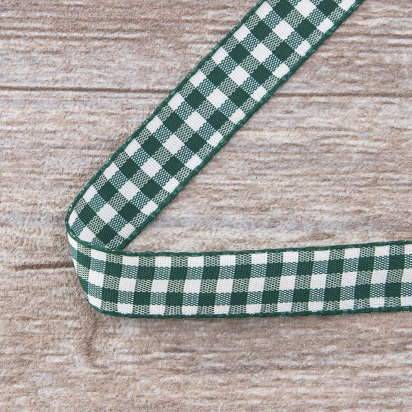 Лента с рисунком клетка SAFISA, 16(18) мм, 25 м, цвет 43, темно-зееный. Арт 469-16мм-43             