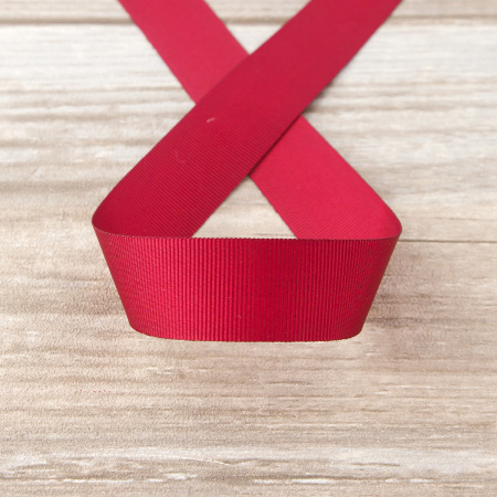 Лента репсовая SAFISA, 25 мм, 25 м, цвет 84 вишневый. Арт 350-25мм-84