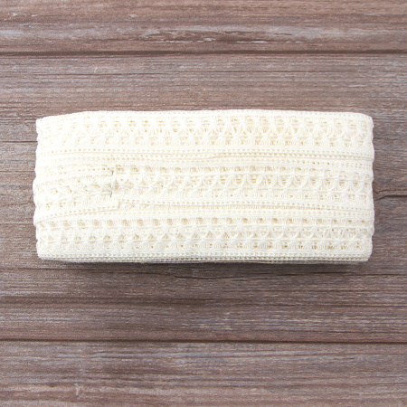 Мерсеризованное хлопковое кружево, 30 мм, цвет шампань. Арт 1154/72                 