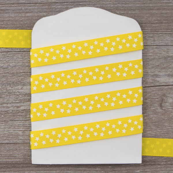 Лента репсовая SAFISA рисунок "звездочки", 15 мм, 15 м, цвет 32, желтый. Арт 35120-15мм-32