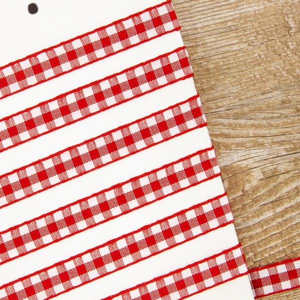 Лента с рисунком клетка SAFISA, 11 мм, 25 м, цвет 14, красный. Арт 469-11мм-14             