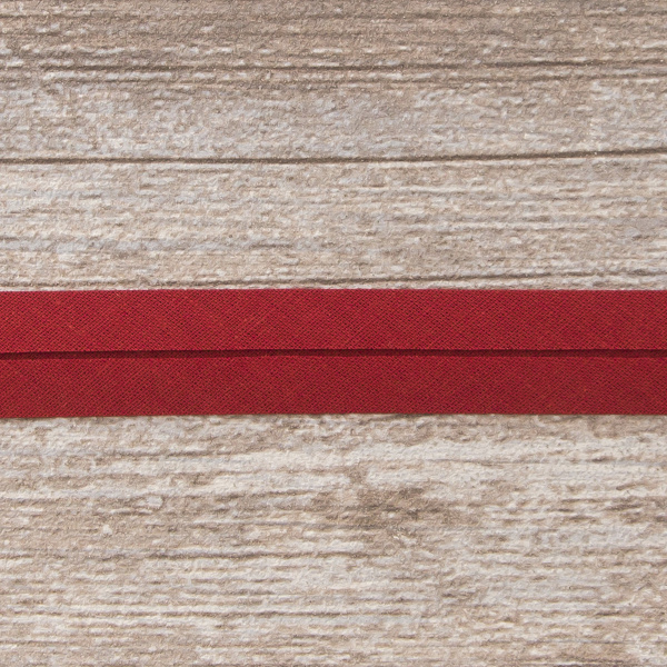 Косая бейка хлопок/полиэстер 20 мм, 25 м, цвет 113, гранат. Арт 6120-20мм-113           