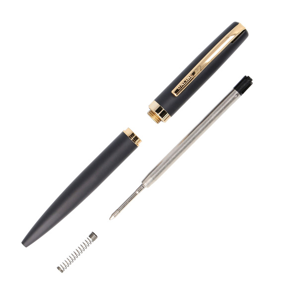 Ручка шариковая "Eleganza" с черным стержнем, толщина линии M, 0.5 мм, корпус черный с золотом. Арт 34596