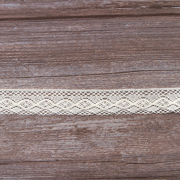 Мерсеризованное хлопковое кружево, 28 мм, шампань. Арт 2121/72