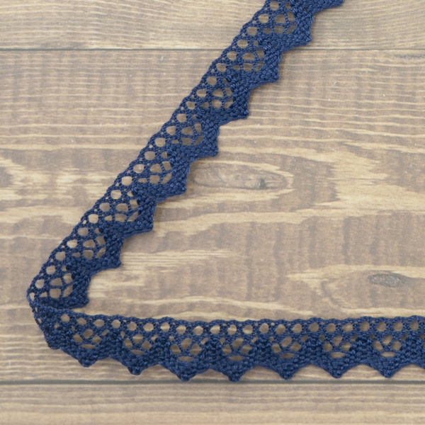Кружево плетеное, 12 мм, цвет синий, 100% хлопок, 5 м. Арт K-5004-242