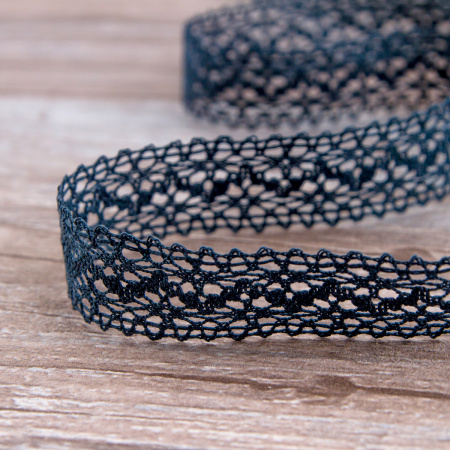 Мерсеризованное хлопковое кружево, 20 мм, цвет серо-синий. Арт 3037/75                 